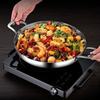 24cm Flat Base Seafood Dry Pot in Elegant Silver Finish for Kitchen Essential
