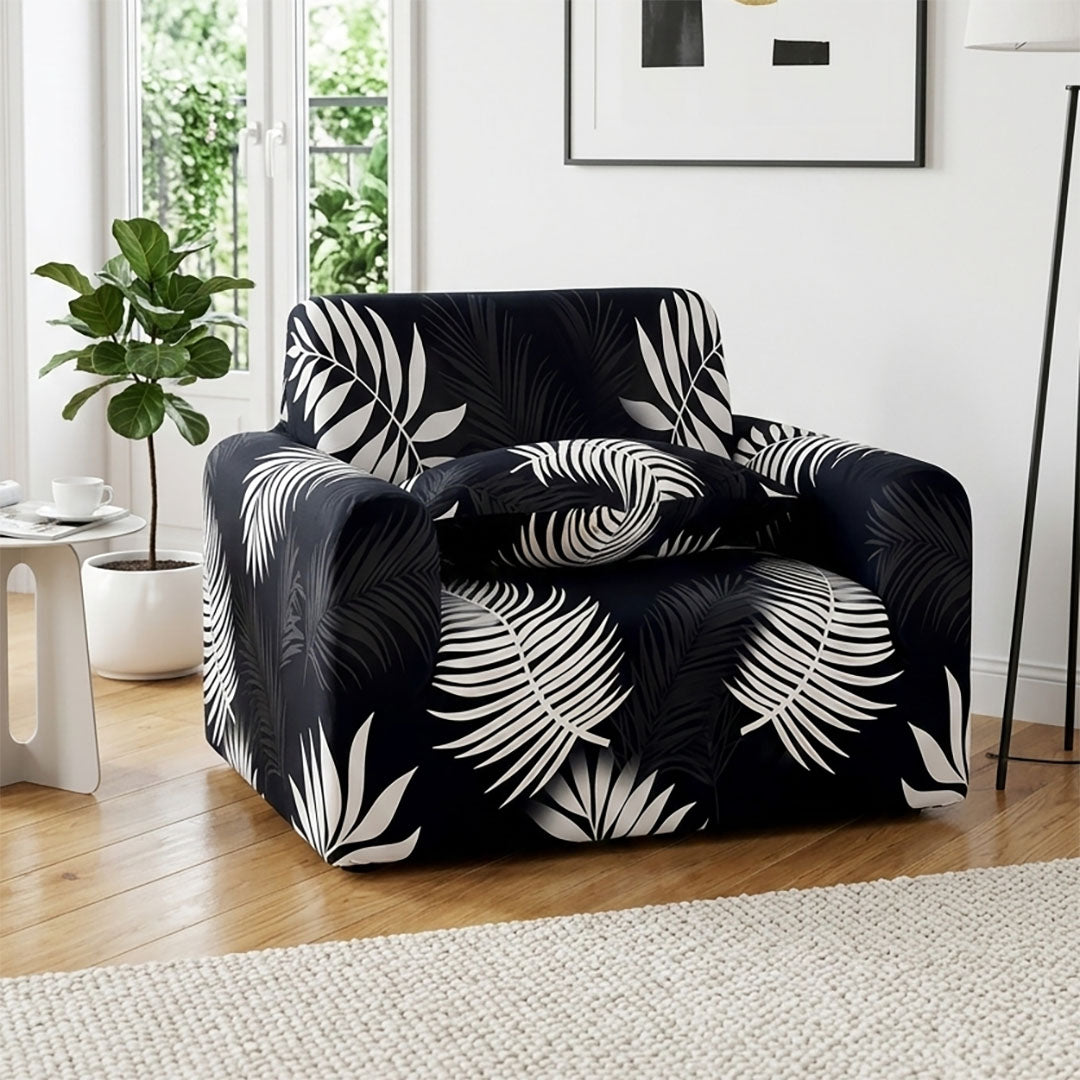 High Stretch 1-Seater Leaf Design Sofa Slipcover
