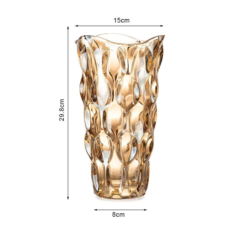 29.8cm Golden Amber Glass Crystal Vase