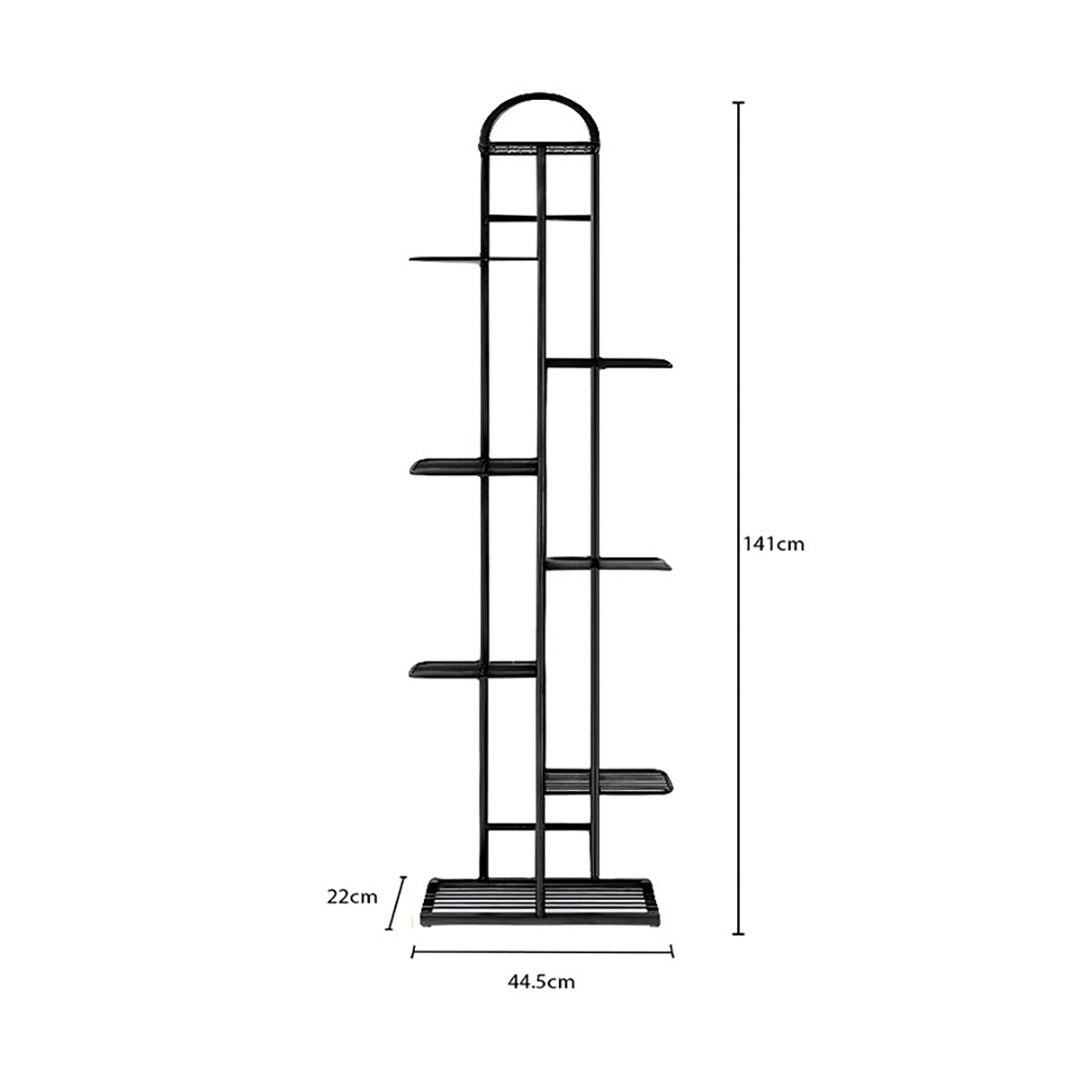8 Tier Black Metal Plant Flowerpot Display Rack