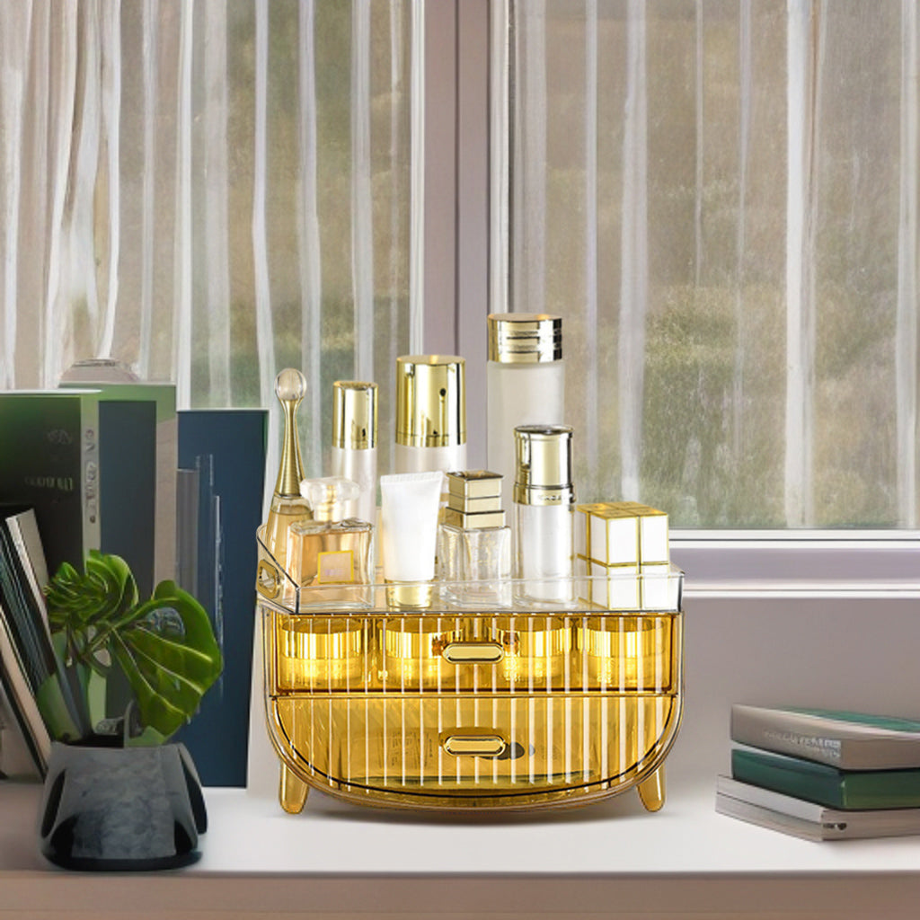 3 Tier Golden Yellow Multifunctional Countertop Cosmetic Storage Organiser
