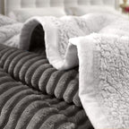 Grey Throw Blanket Warm Cozy Double Sided