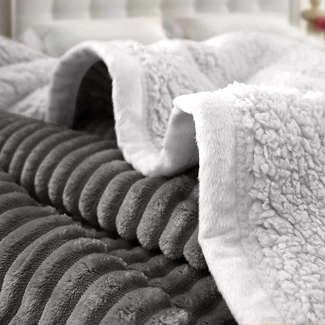 Grey Throw Blanket Warm Cozy Double Sided