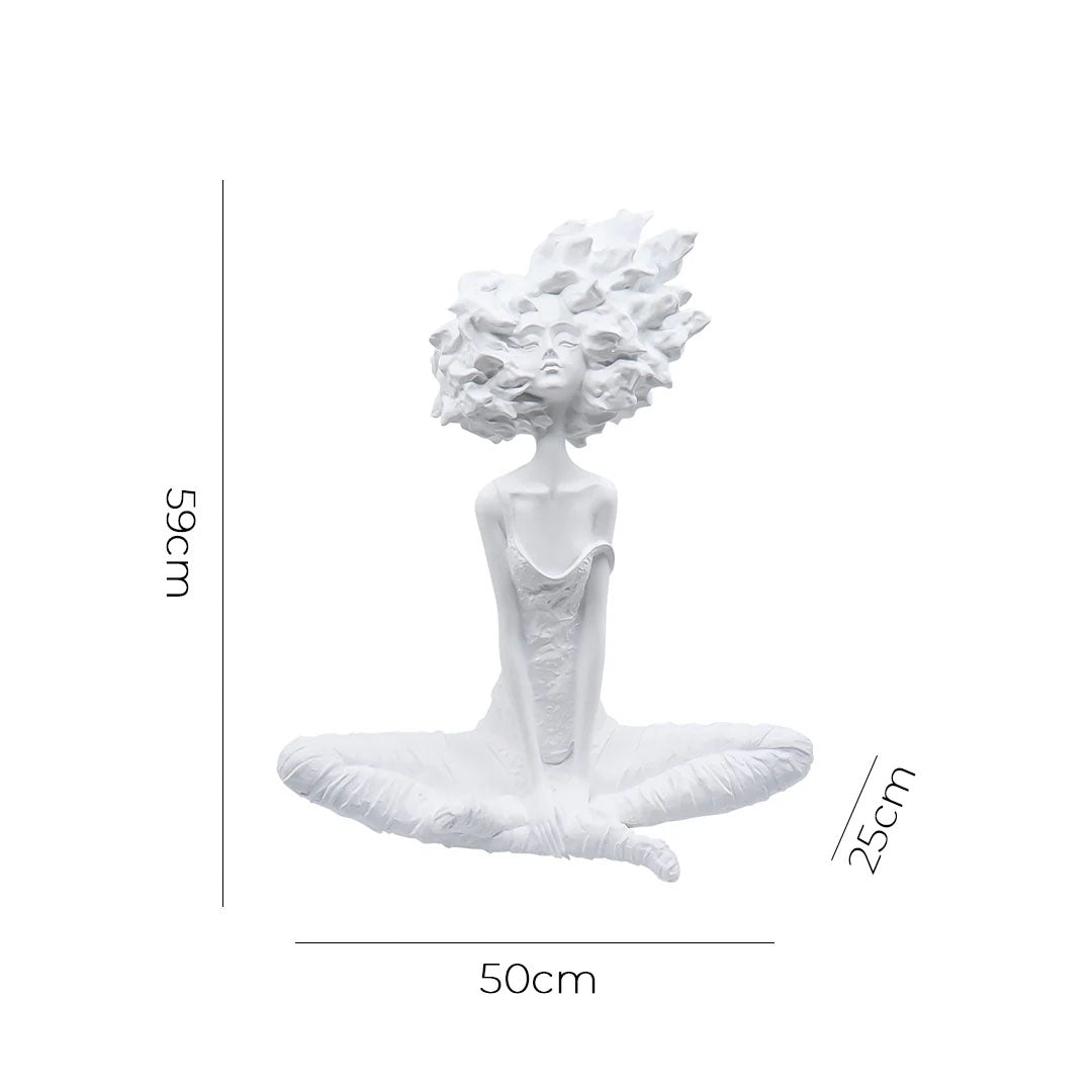 SOGA 59cm White Resin Sculpture Abstract Yoga Girl Design for Home Décor