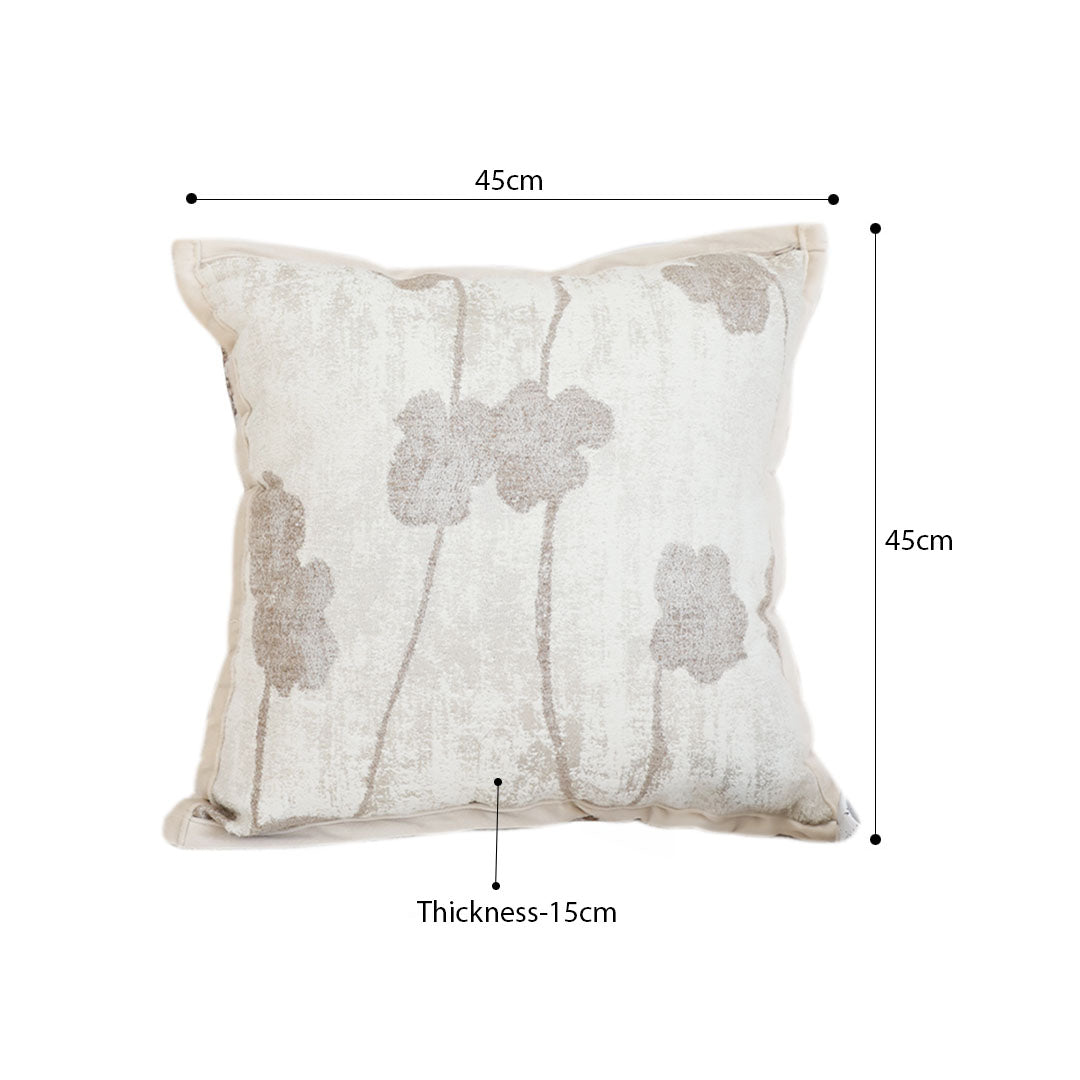 SOGA 45cm Botanical Cream Poppy Flower Print Linen Decorative Throw Pillow