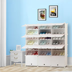 7 Tier 3 Column White Shoe Rack Organizer