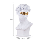 SOGA 56cm White Resin Bust Sculpture Gold Masked Design Modern Art for Home Décor