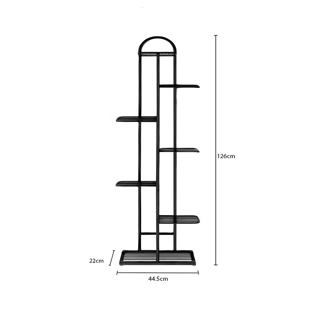 7 Tier Black Metal Plant Flowerpot Display Rack