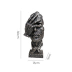 SOGA 30cm Black Resin Sculpture Covered Eyes Face Design Modern Art for Home Décor