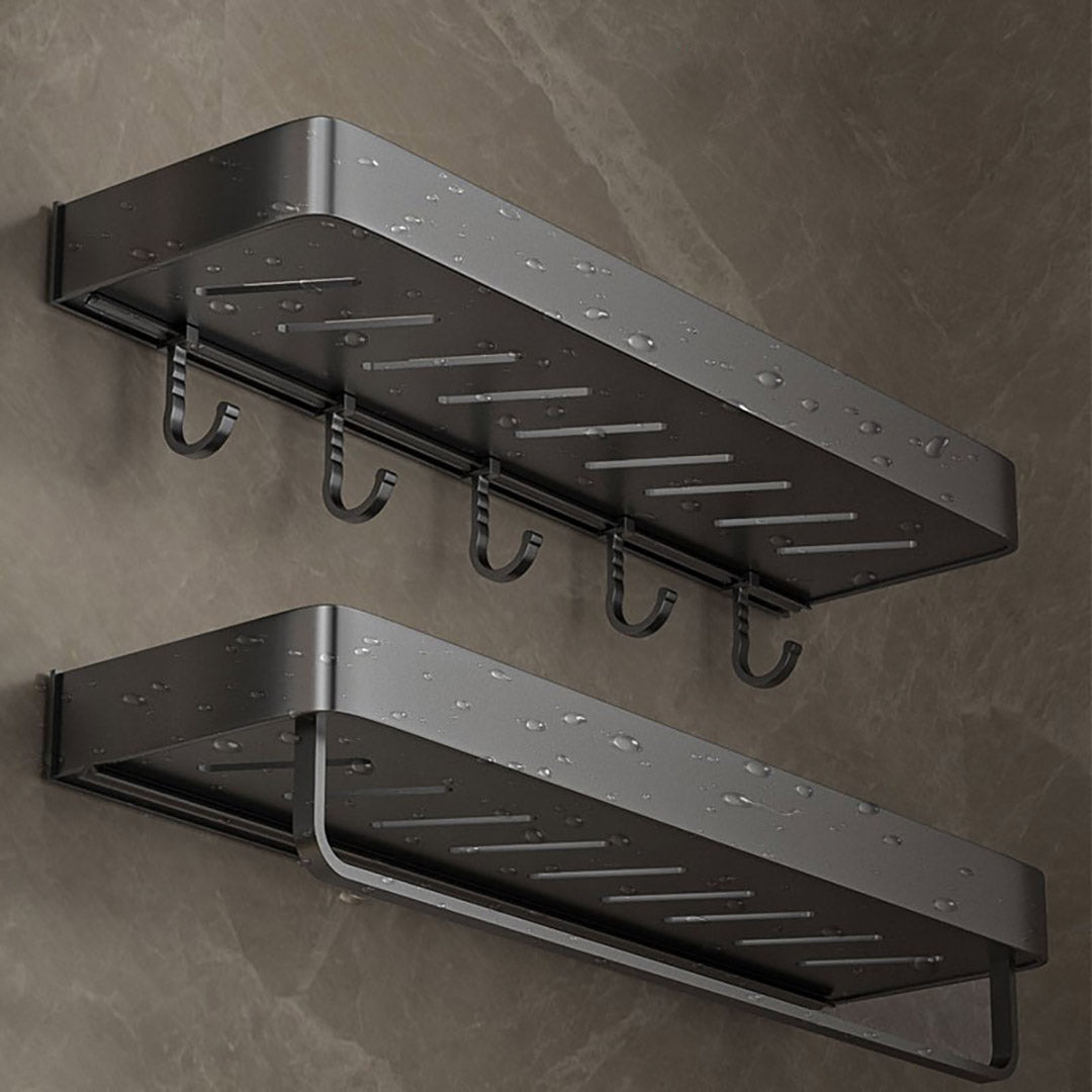 40cm Black Rectangular Kitchen Spice Storage  with Hooks