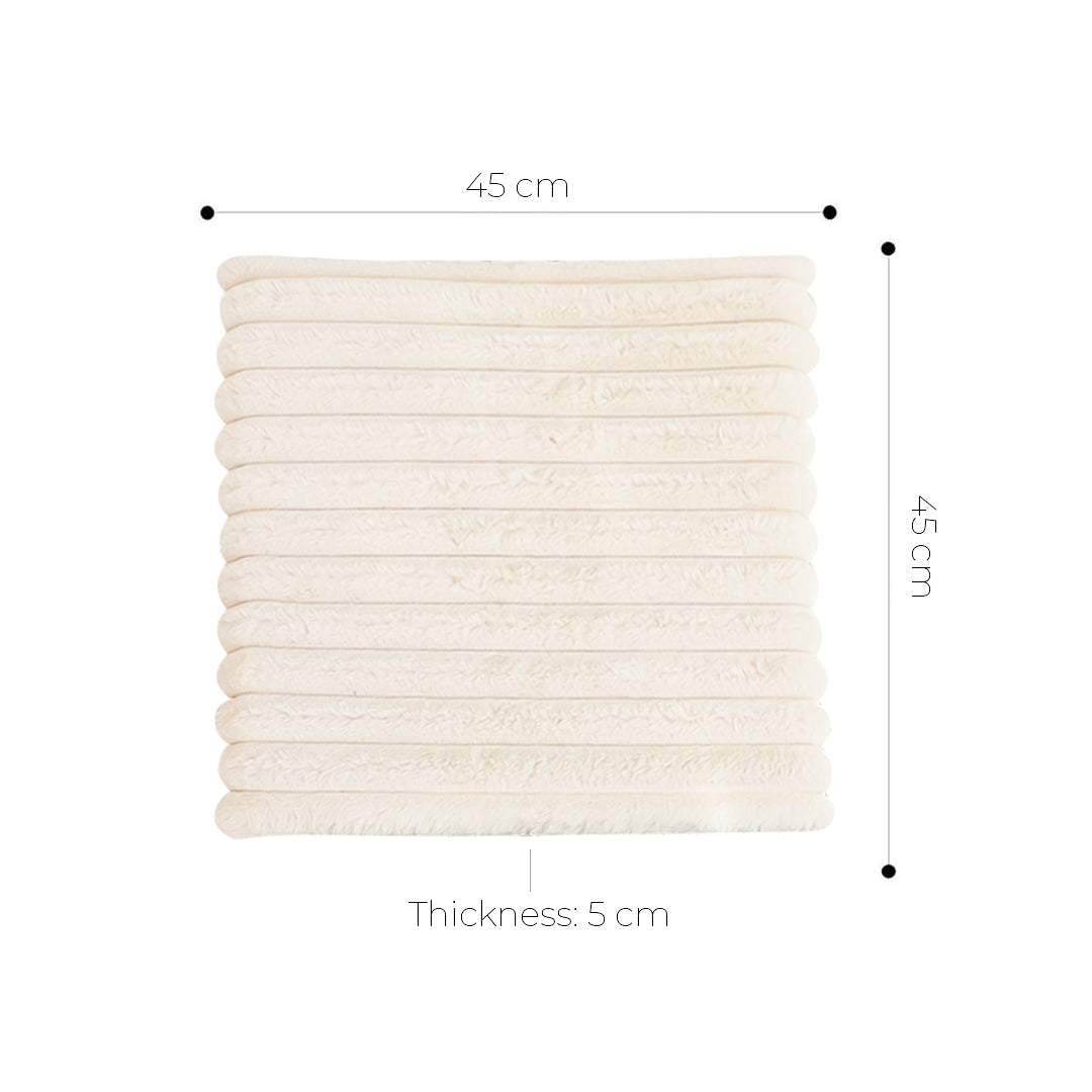 SOGA 45cm Cream Corduroy Square Soft Leaning Plush Backrest Throw Seat Pillow