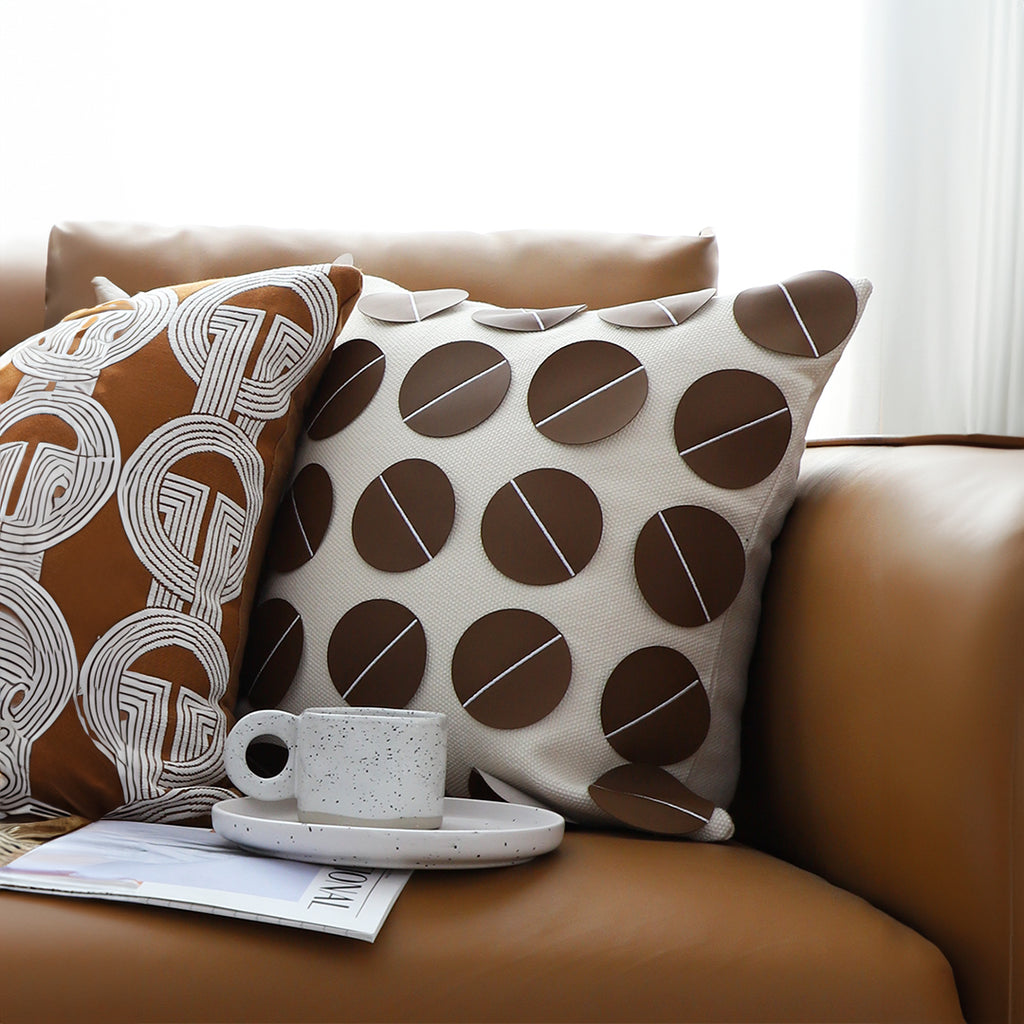 45cm Brown Leather Square Pillow