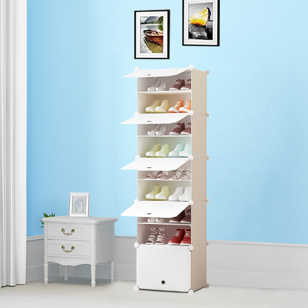 8 Tier White Shoe Rack Organizer