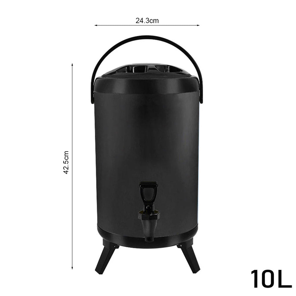 10L Stainless Steel Milk Tea Barrel with Faucet Black