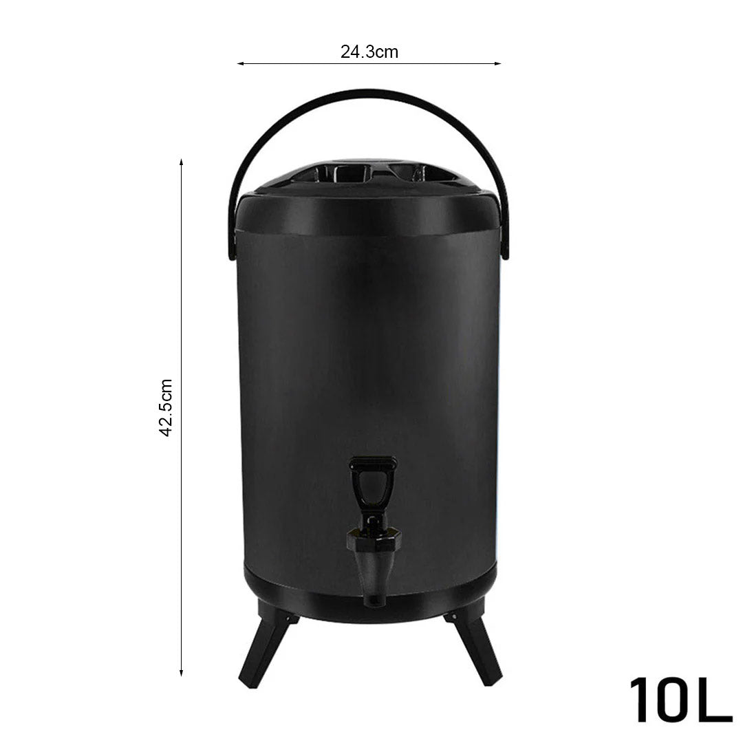 10L Stainless Steel Milk Tea Barrel with Faucet Black