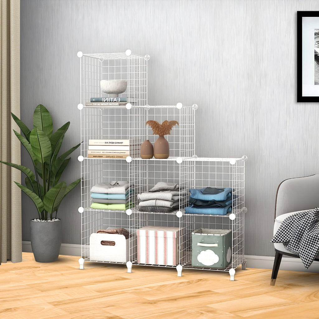 White Portable 9-Cube 3 Column Storage Organiser