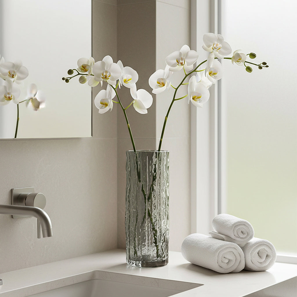 SOGA 30.5cm Handcrafted Grey Glass Vase Classic Design for Home Decor