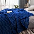 Blue Throw Blanket Warm Cozy Striped Pattern