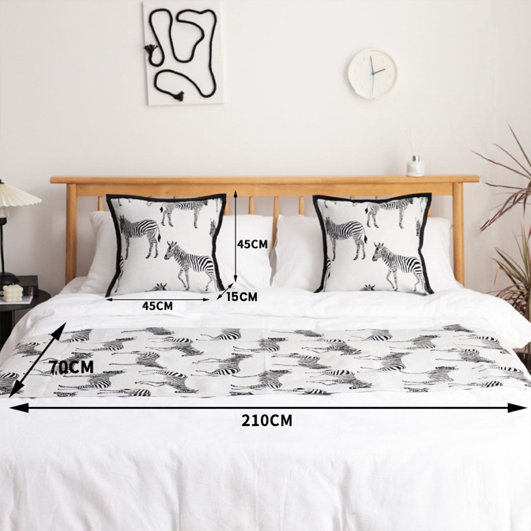 1.5m Bed Light Luxury Zebra Vintage Bed Scarf Runner Bedding Tail Pad Flag For Home Hotel Set of 3