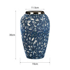 30x19 Blue Medium Ceramic Flower Vase Elegant Living Room Home Decor