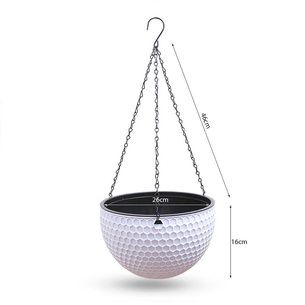 SOGA 2X White Hanging Self-Watering Resin Flower Pots (Large)
