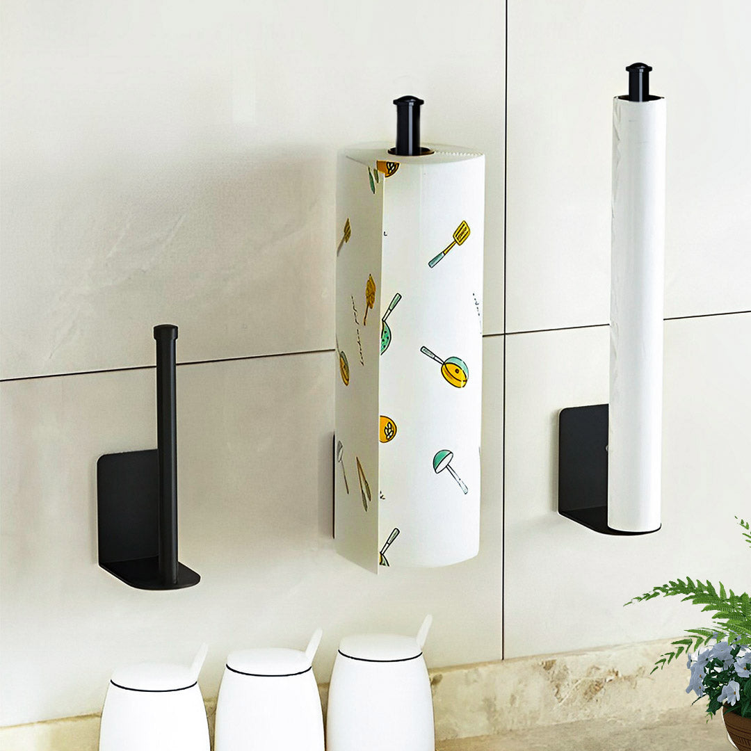 Black Wall-Mounted Kitchen Roll Holder