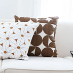SOGA 45cm Brown Leather Square Pillow Half Moon Patchwork Design