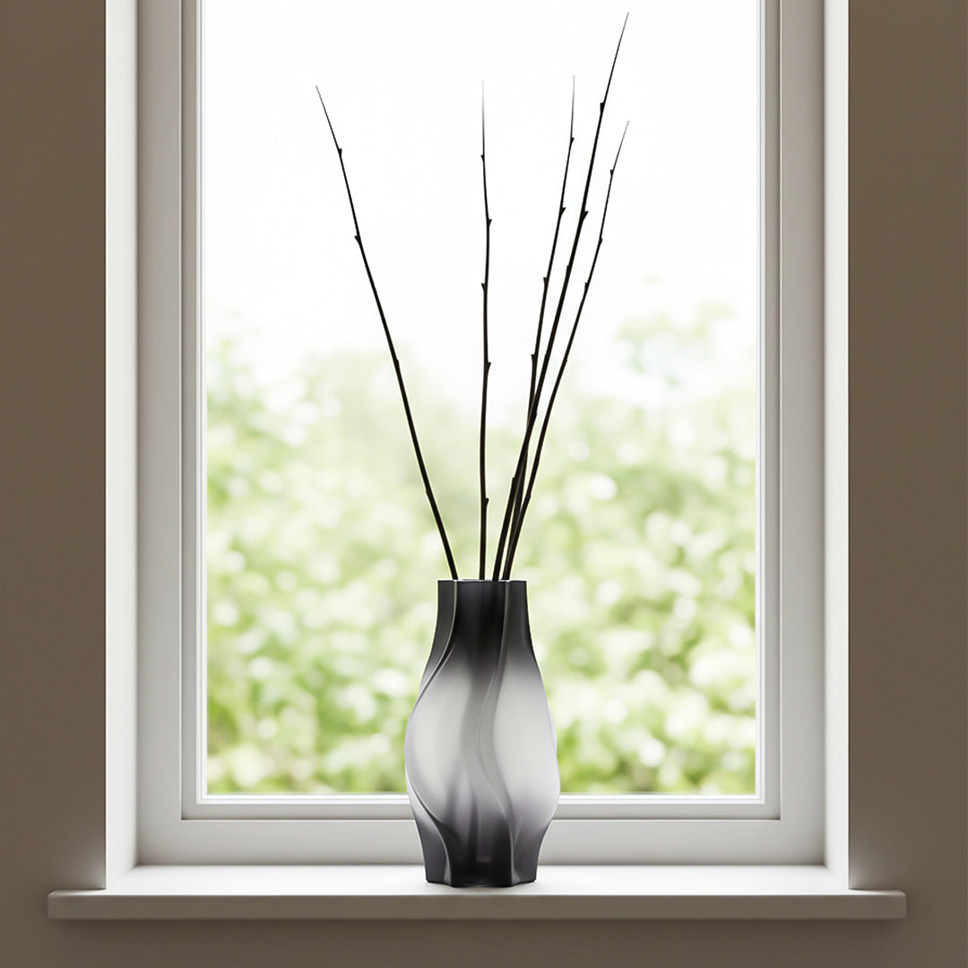 SOGA 24cm Glass Vase Grey with Beautiful glass Bubble Texture Art Vases