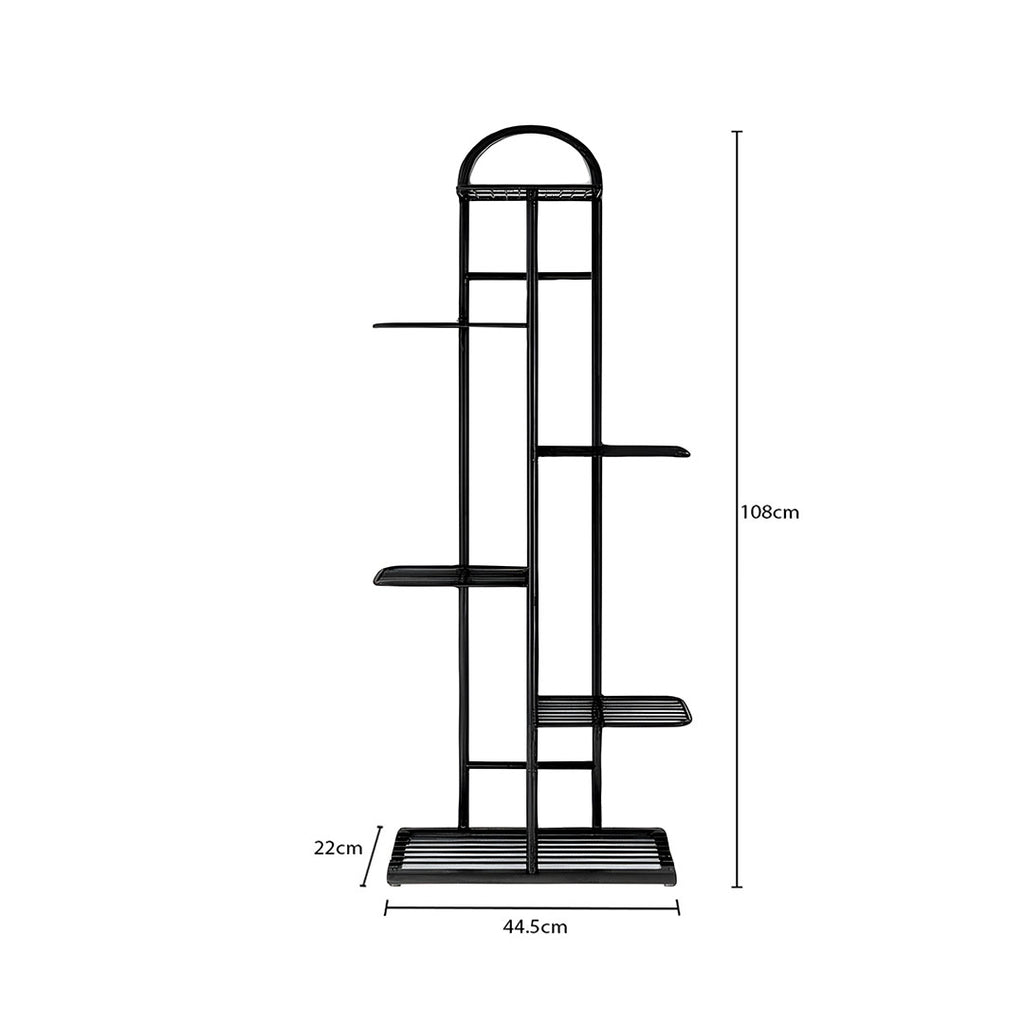 6 Tier Black Metal Plant Flowerpot Display Rack
