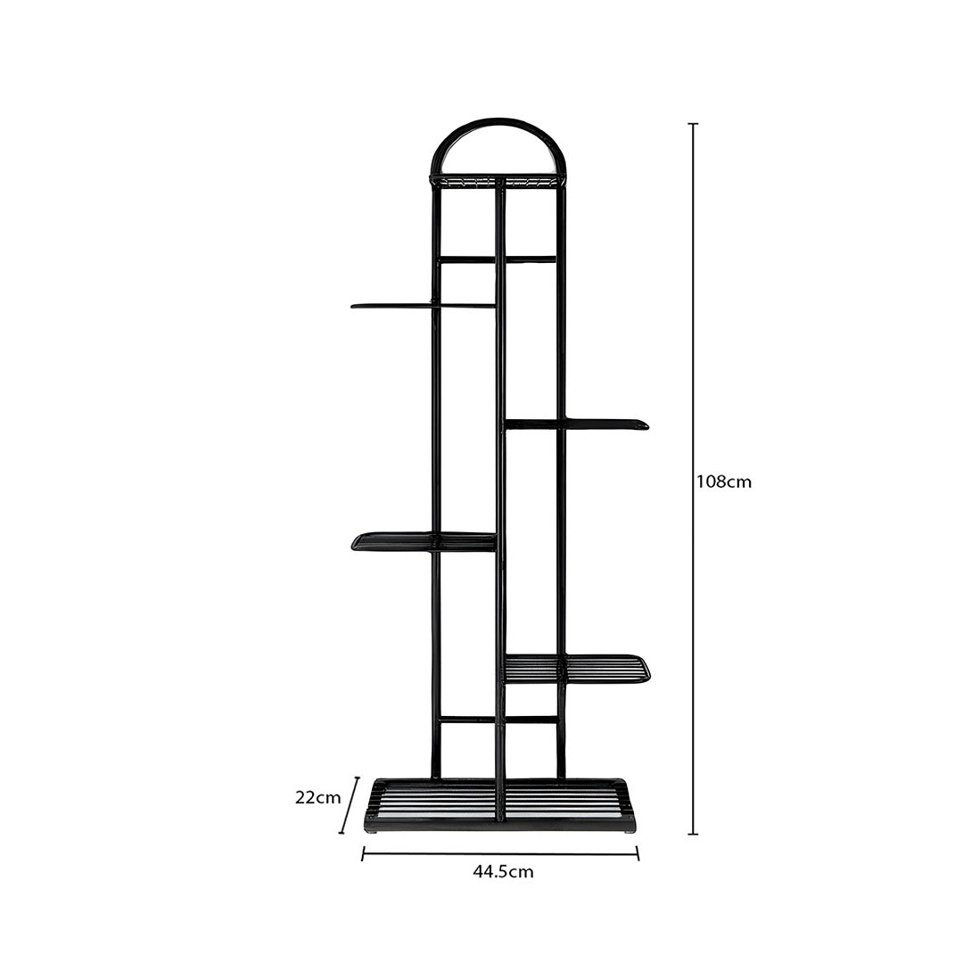6 Tier Black Metal Plant Flowerpot Display Rack