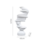 SOGA 44cm White Dual-Face Resin Sculpture Modern Abstract Art Accent for Home Décor