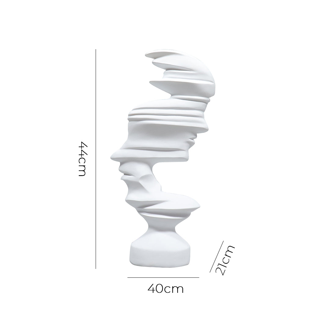 SOGA 44cm White Dual-Face Resin Sculpture Modern Abstract Art Accent for Home Décor