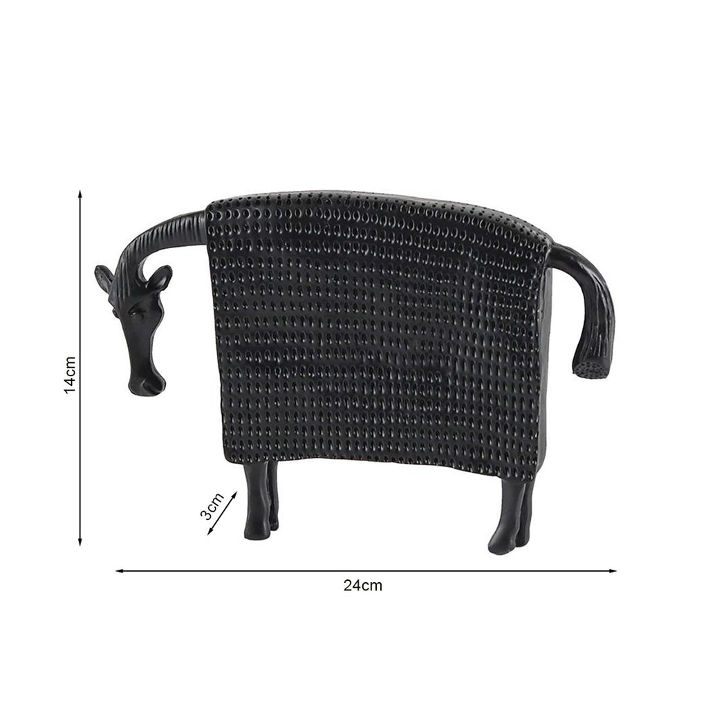 SOGA 24cm Black Cow Sculpture with Dotted Pattern in Resin for Modern Home Décor