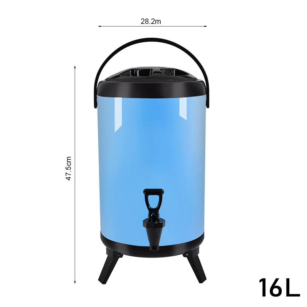 16L Stainless Steel Milk Tea Barrel with Faucet Blue