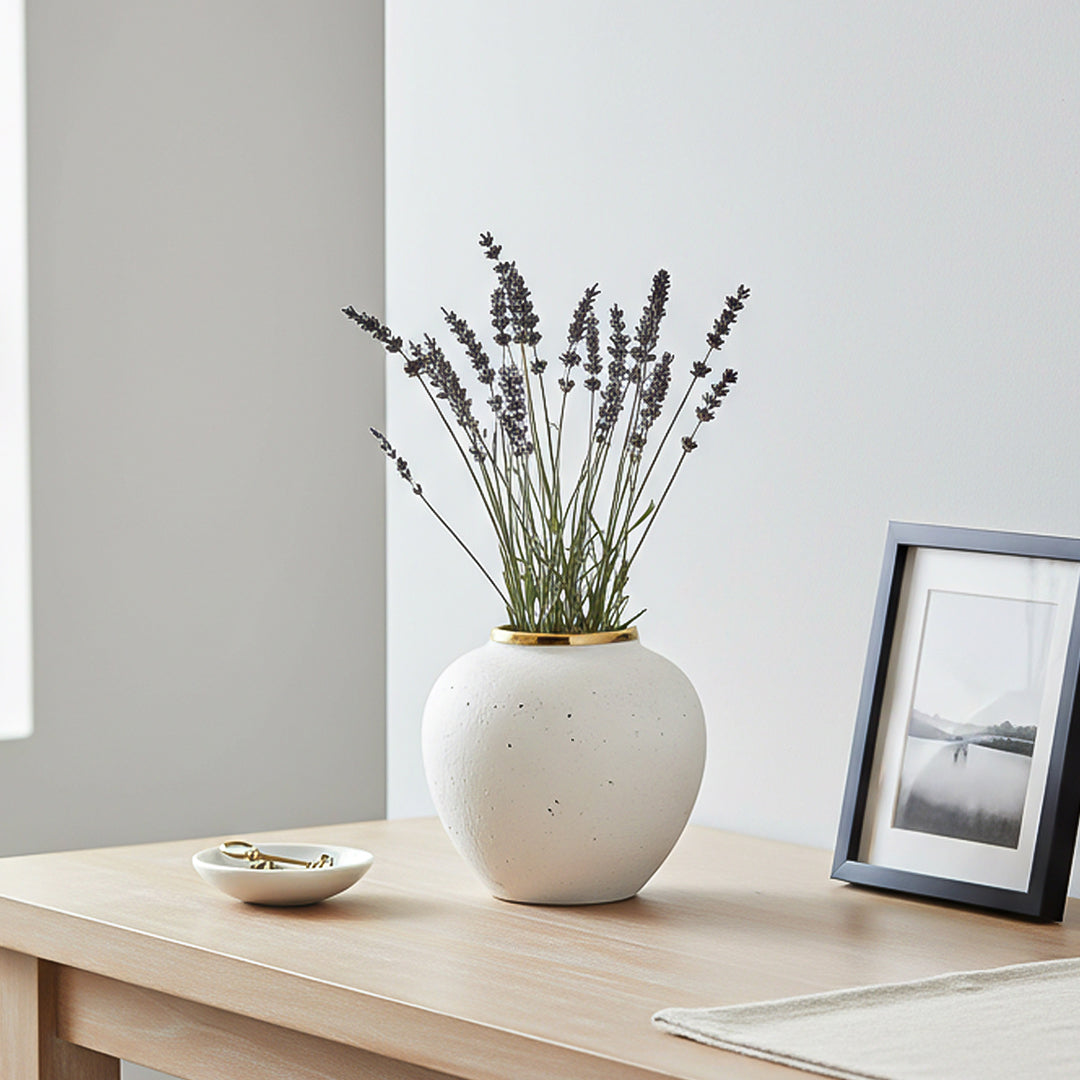 SOGA 21x22cm Plain White Small Ceramic Flower Vase Elegant Living Room Home Decor