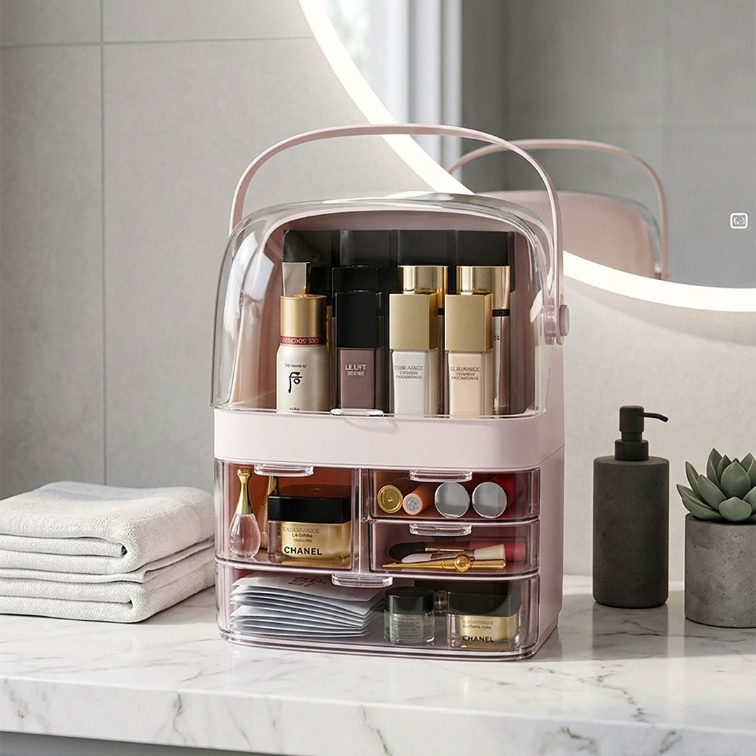 3 Tier Pink Countertop Cosmetic Storage Organiser