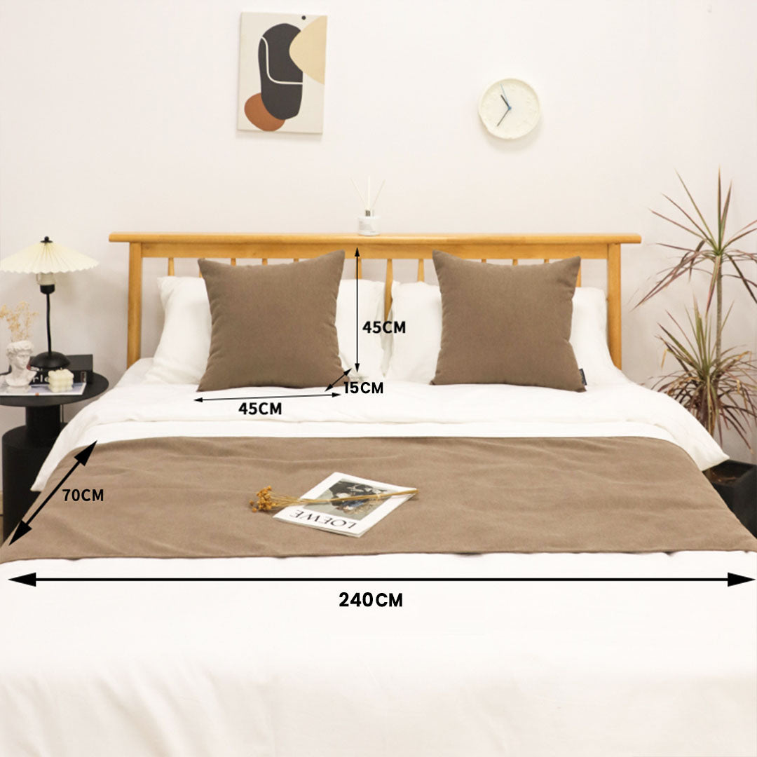 1.8m Bed Light Brown Vintage Scarf Runner Bedding Tail Pad Flag Set of 3