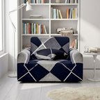 High Stretch 1-Seater Checkered Print Sofa Slipcover