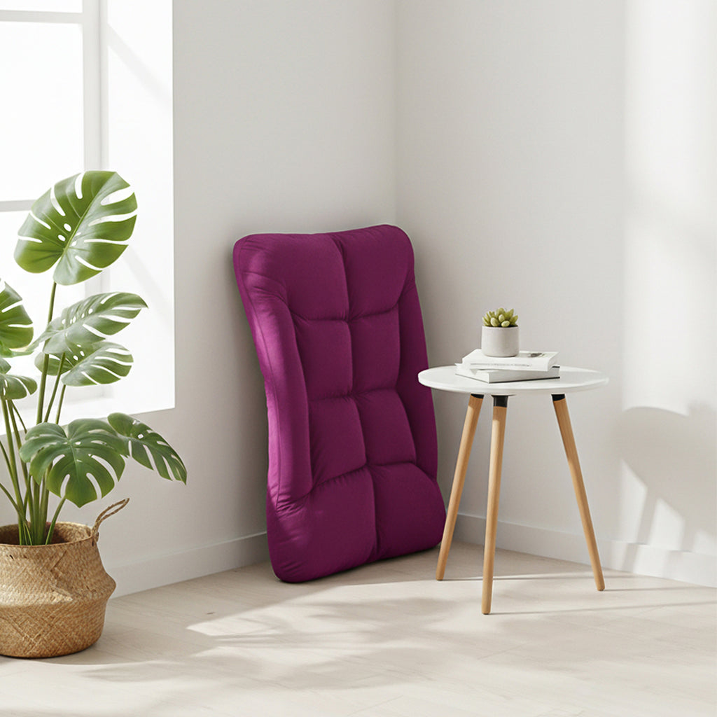 Foldable Floor Recliner Lazy Chair with Armrest - Magenta