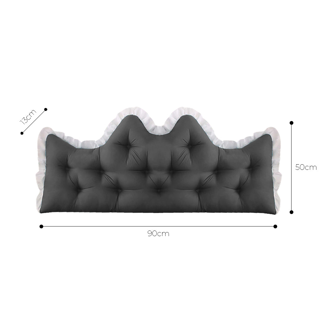 SOGA 2x90cm Crown Pillows Tufted Charcoal Headboard Cushion Set