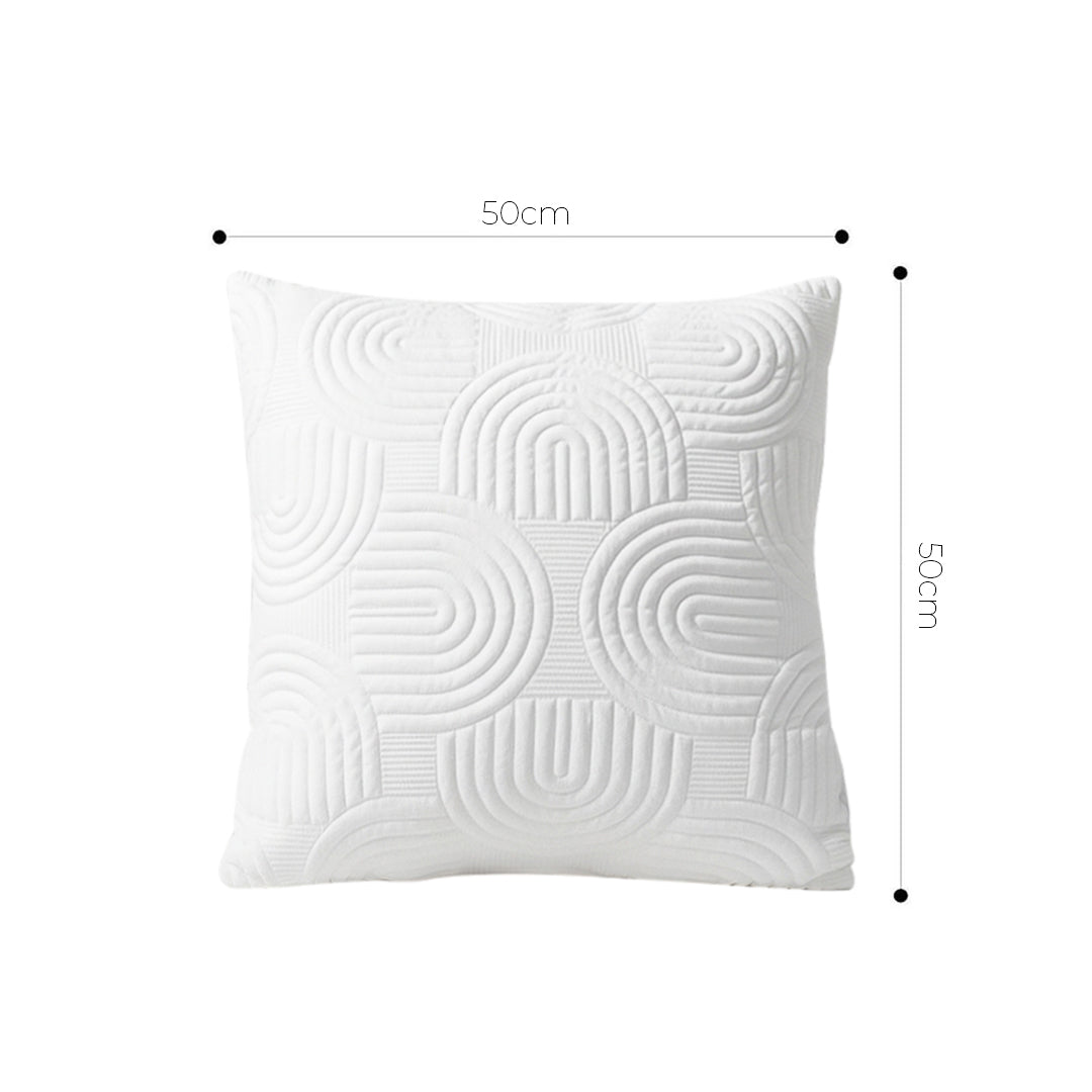 SOGA 50cm White Textured Geometric Pattern Decorative Throw Pillow