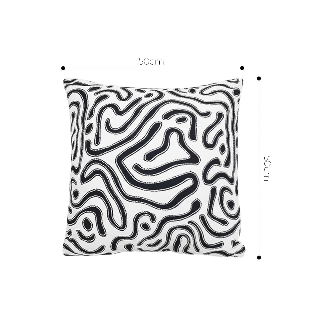 SOGA 50cm Black White Abstract Swirl Pattern Decorative Throw Pillow