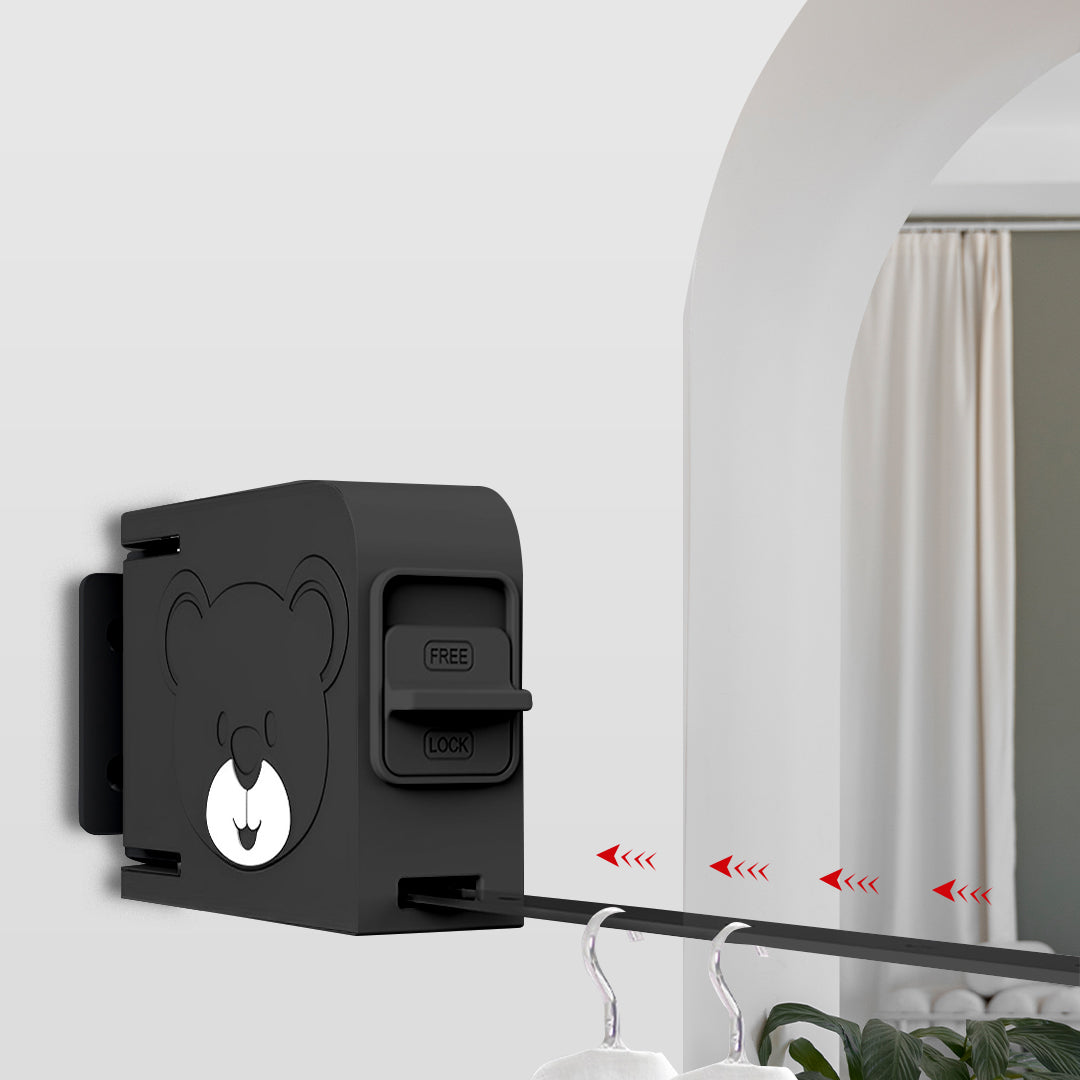 160mm Wall-Mounted Clothes Line Dry Rack Black