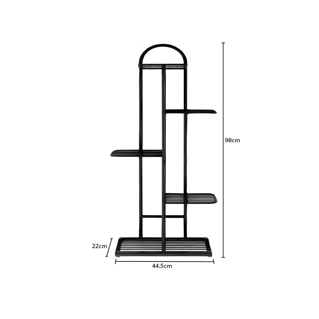 5 Tier Black Metal Plant Flowerpot Display Rack
