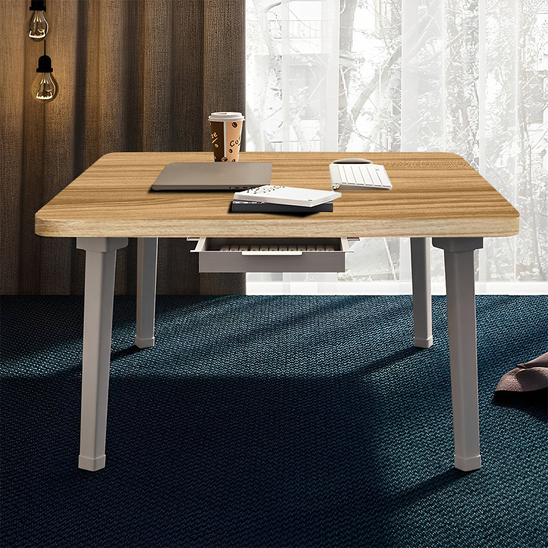 Wood-Colored Portable Floor Table
