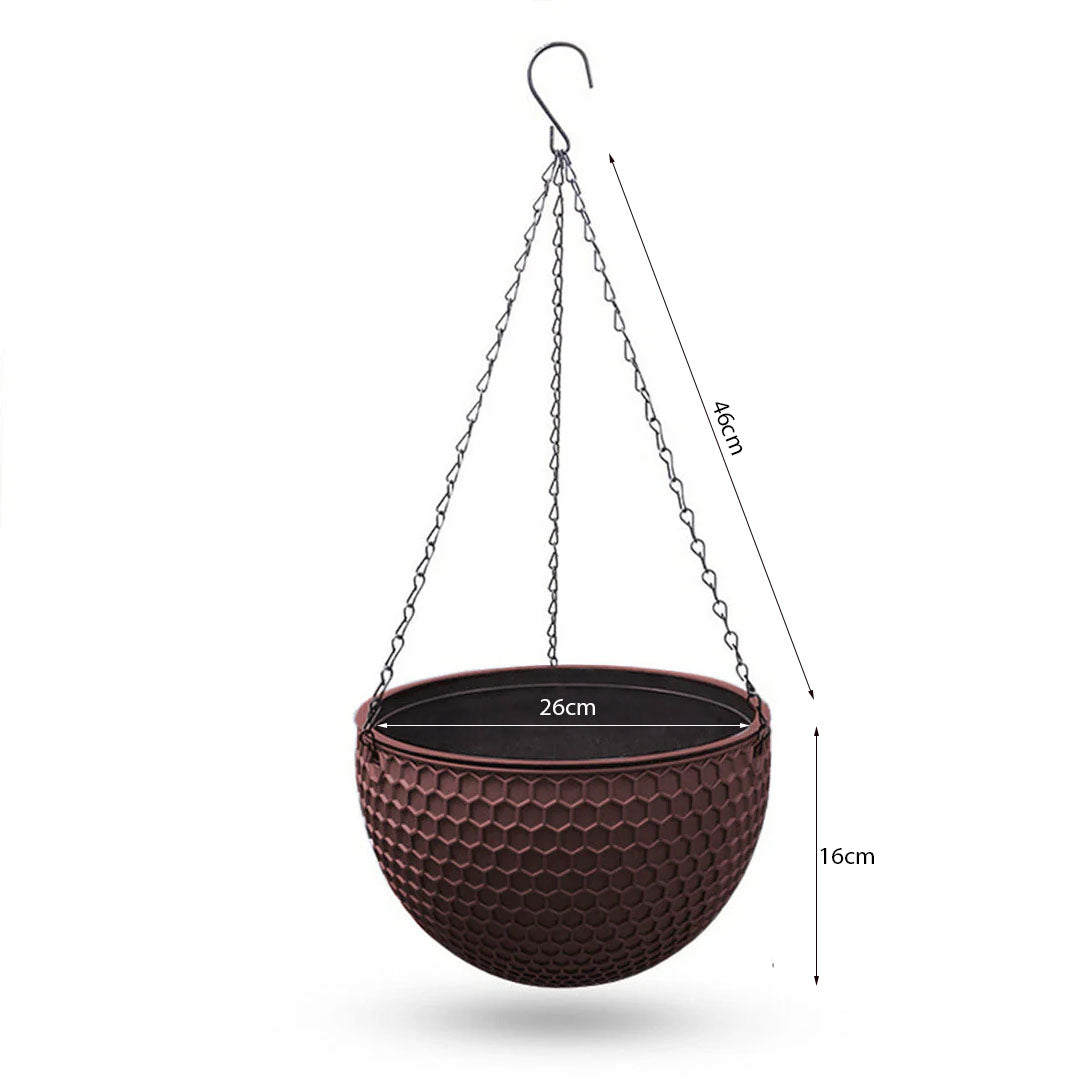 SOGA 2X Coffee Large Self-Watering Hanging Resin Planters