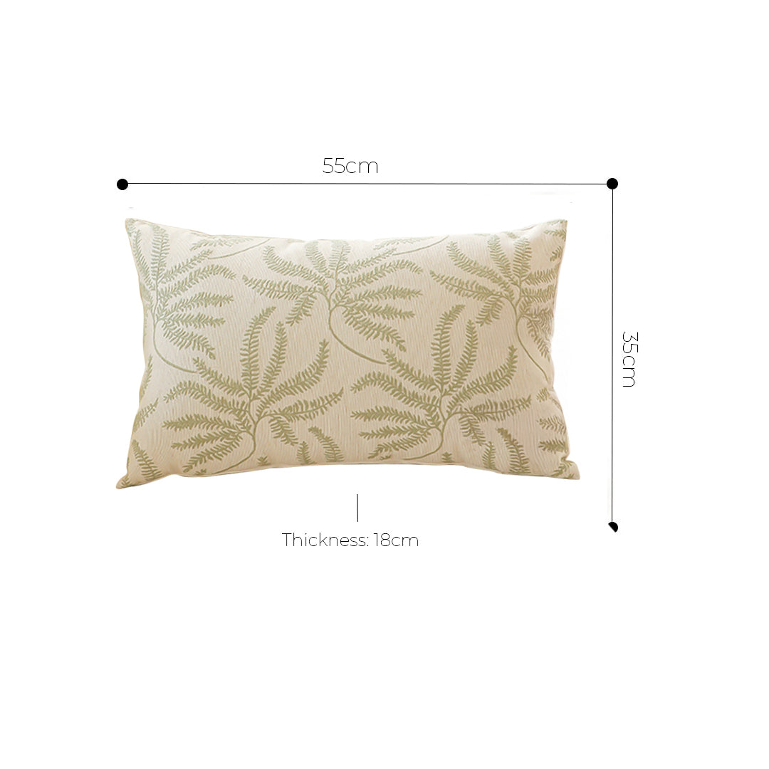 SOGA 2X 35cm Botanical Green Fern Leaf Embroidered Throw Pillow