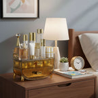 3 Tier Golden Yellow Multifunctional Countertop Cosmetic Storage Organiser