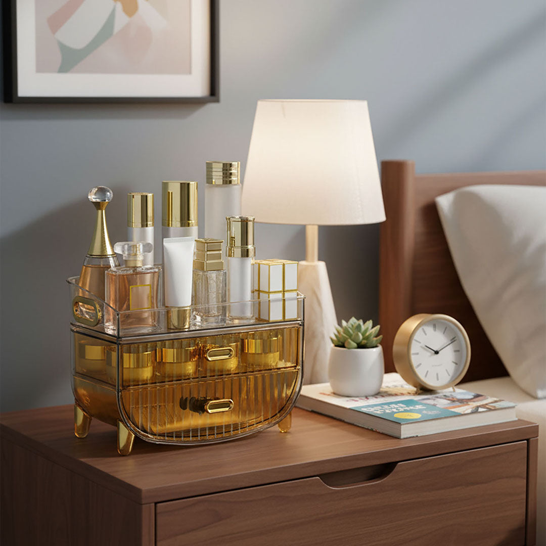 3 Tier Golden Yellow Multifunctional Countertop Cosmetic Storage Organiser