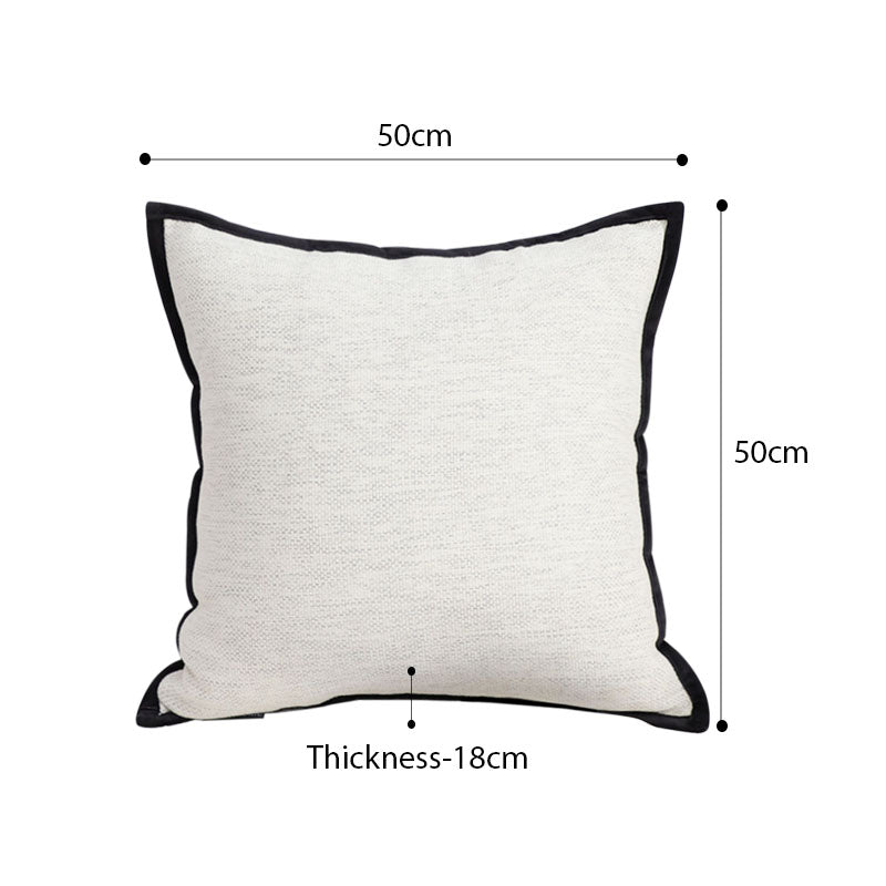 SOGA 50cm Classic Natural Linen Black Piped Edge Decorative Throw Pillow